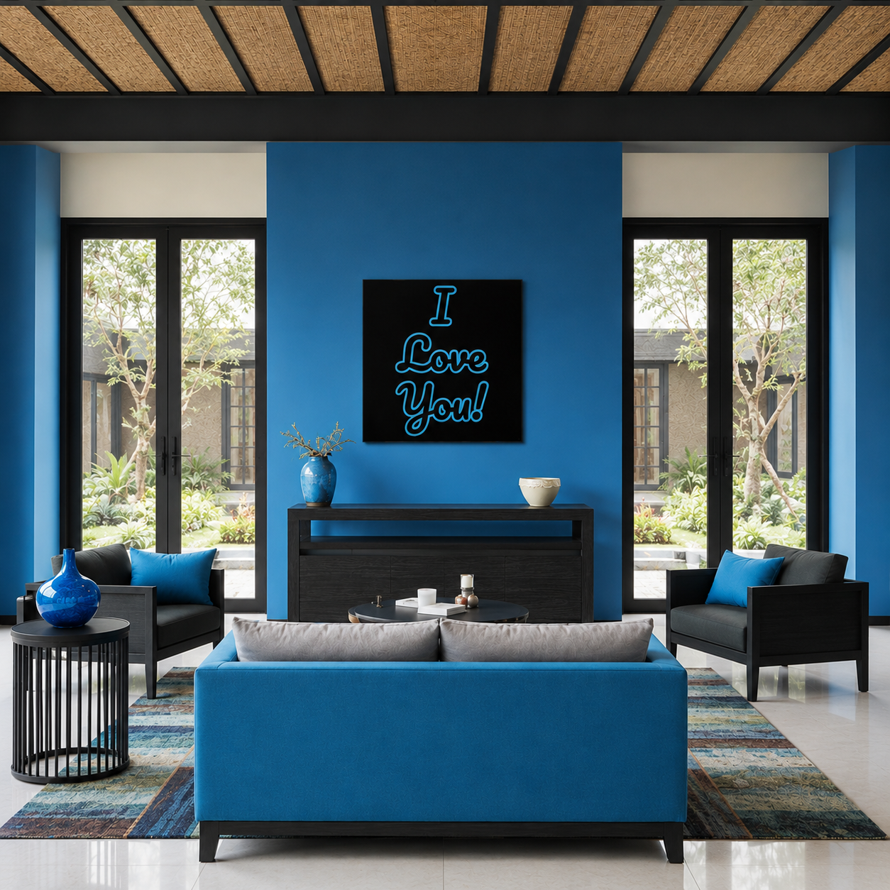 I love you! Canvas Black & Blue