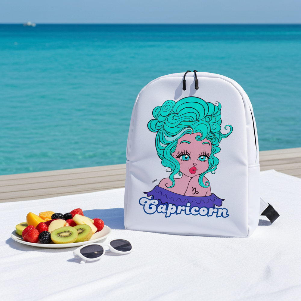 Backpack with Capricorn character design by the ocean