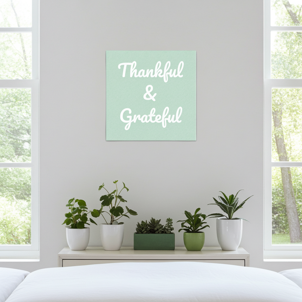 Thankful & Grateful Canvas Green