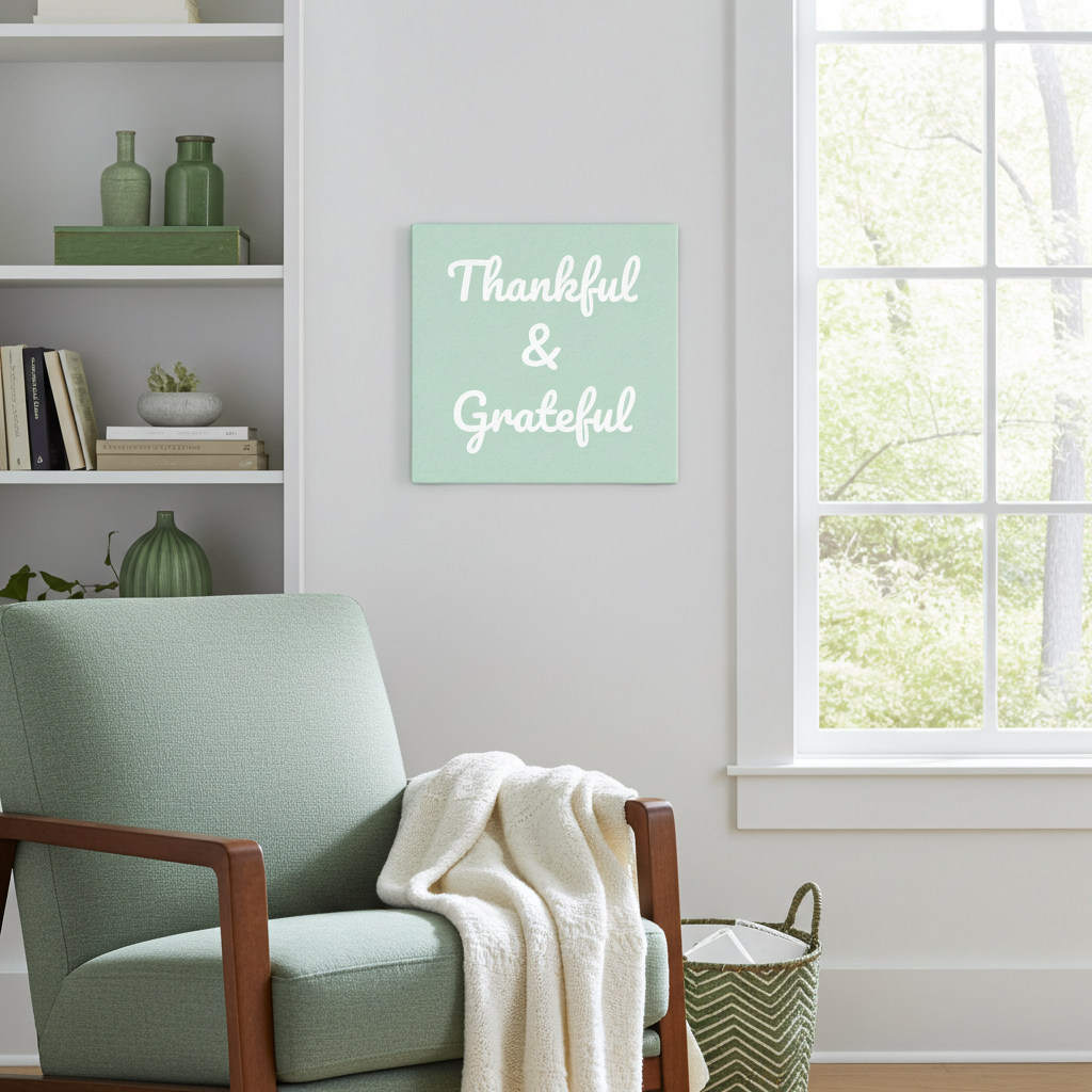 Thankful & Grateful Canvas Green